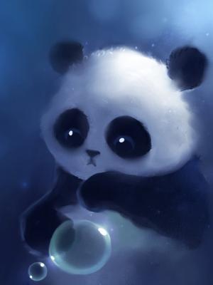 悲伤的熊猫绘画手机壁纸