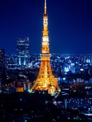 东京铁塔在晚上移动壁纸