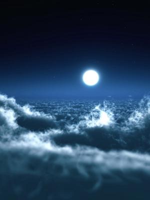 月亮在云彩手机壁纸