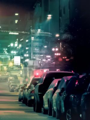 汽车和城市的灯光手机壁纸