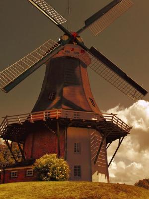 在荷兰移动壁纸的风车