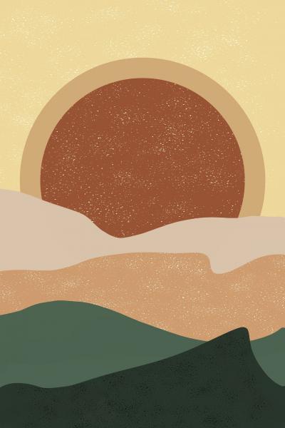 沙漠里的日出日落个性海报