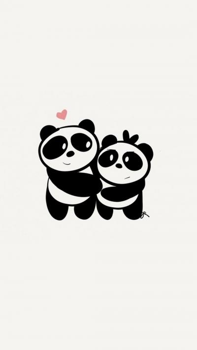 两只抱在一起的超萌黑白小熊猫