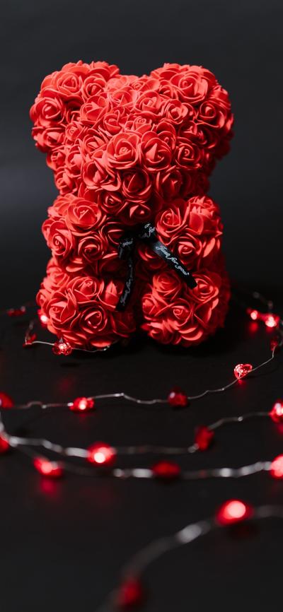 永生花小熊浪漫红色玫瑰