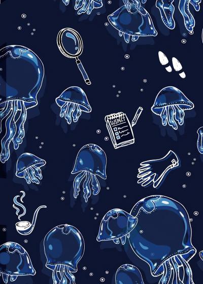 发光的水母海洋生物手绘图片