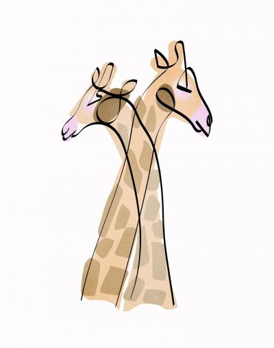 长颈鹿手绘极简有爱图片