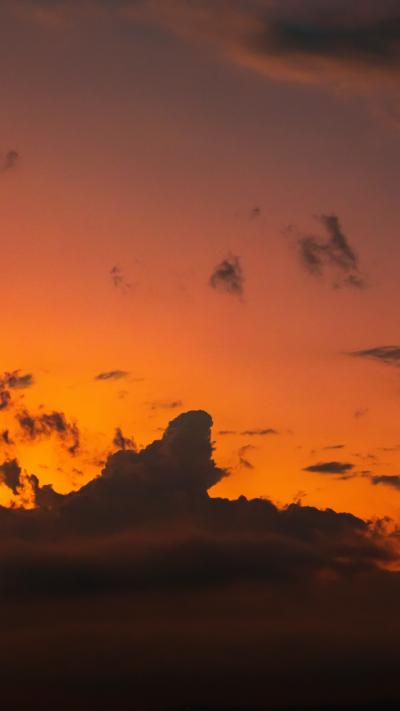 橙色天空的晚霞背景图