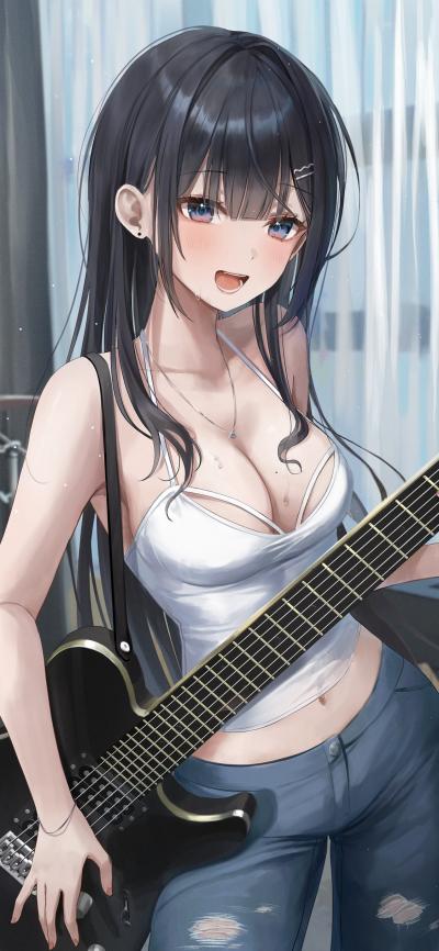背着吉他的性感大胸动漫少女