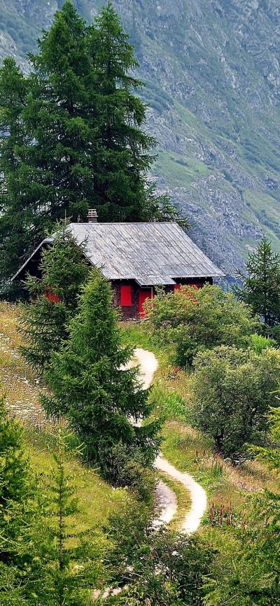 藏在山里的红色小木屋