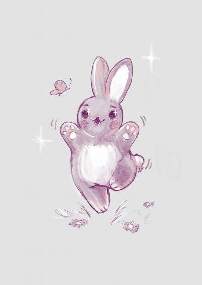 快乐跳舞的卡通兔子紫色壁纸
