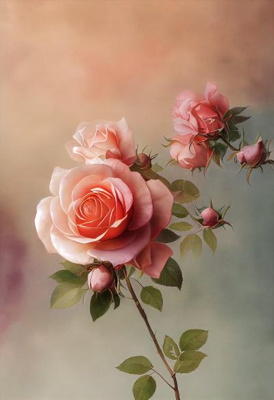 手绘玫瑰花朵丙烯画图片
