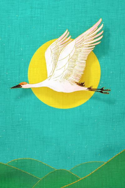 古典中国风丹顶鹤展翅图片